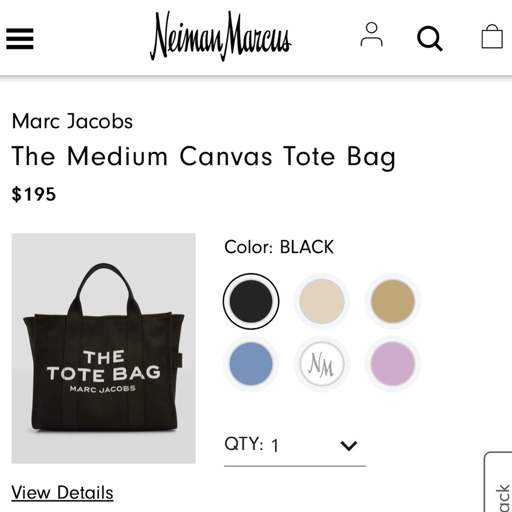 Marc Jacobs Medium Black Tote Bag NEW